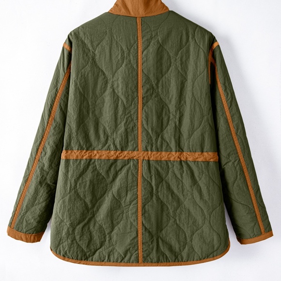B081 Green Stitching Quilted Drawstring Jacket - Picture 5 of 5